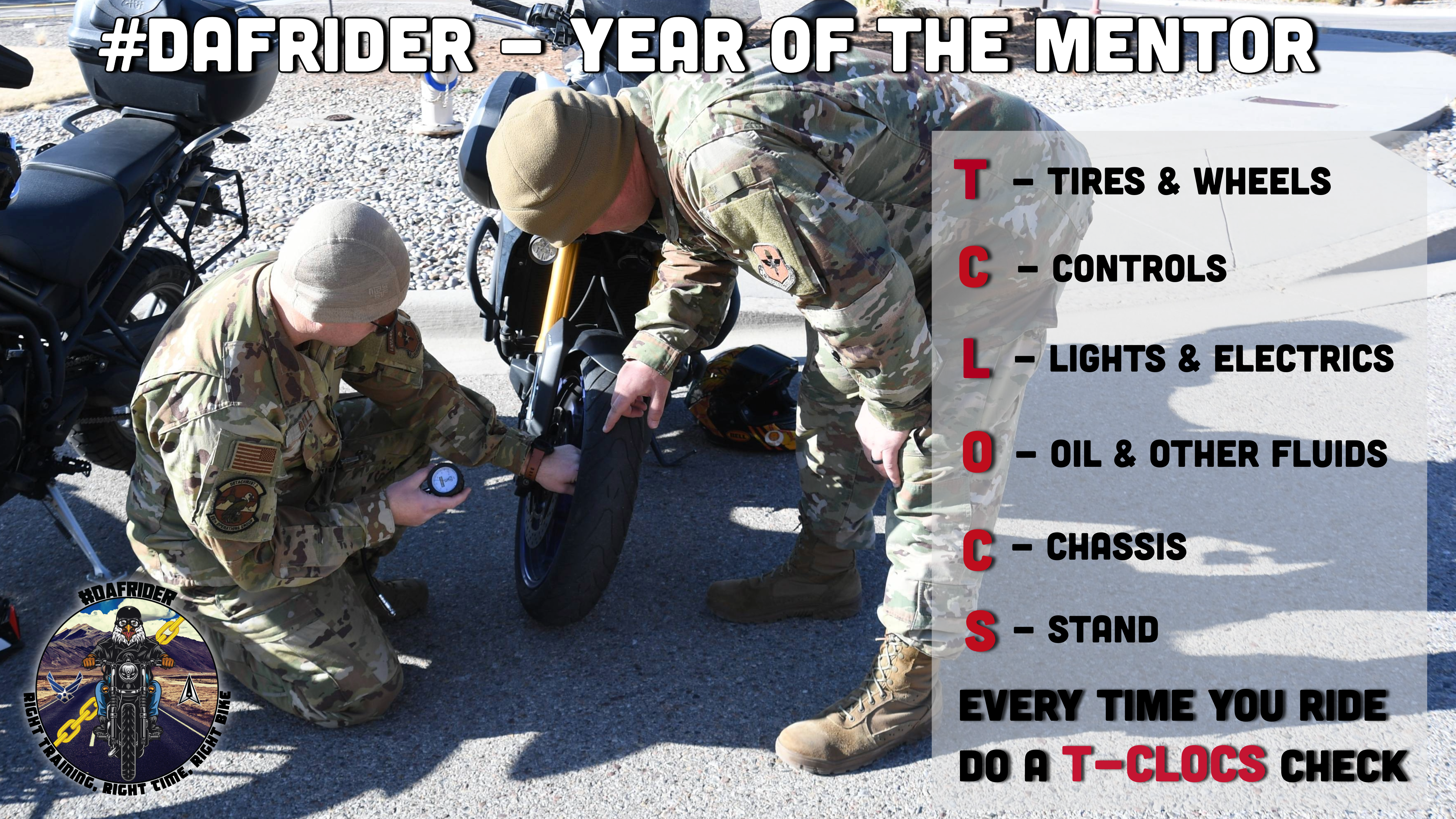 Military Riders doing a T-CLOCS check